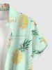 Chemise hawaïenne grande taille pour homme, à imprimé ananas et roses, boutons et poche. - Vert clair 5XL