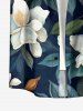 Chemise hawaïenne grande taille à imprimé floral et feuilles, boutons et poche pour homme - Bleu de Minuit S