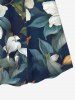 Robe à bretelles croisées à imprimé floral et feuilles grande taille, style hawaïen - Bleu profond L