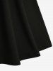 Robe vintage en A avec poches passepoilées contrastantes et ceinture amovible pour grande taille - Noir L | US 12