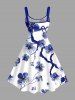 Robe hawaïenne grande taille à imprimé fleurs et branches d'arbres - Bleu profond L