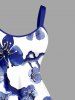 Robe hawaïenne grande taille à imprimé fleurs et branches d'arbres - Bleu profond L