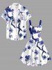Robe hawaïenne grande taille à imprimé fleurs et branches d'arbres - Bleu profond M