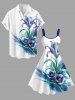 Robe trapèze hawaïenne à imprimé aquarelle de fleurs et de plantes, grande taille - Concorde S