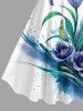 Robe trapèze hawaïenne à imprimé aquarelle de fleurs et de plantes, grande taille - Concorde S