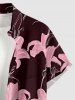 Lily Flower Print Hawaii Button Pocket Shirt For Men -  