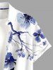 Flower Tree Branch Print Hawaii Button Pocket Shirt For Men - Bleu profond XL