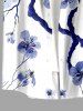 Flower Tree Branch Print Hawaii Button Pocket Shirt For Men - Bleu profond XL