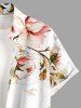 Chemise hawaïenne à poches boutons, imprimé ombré de fleurs et de branches, grande taille, pour hommes - Olive Verte 2XL