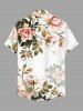 Chemise hawaïenne à poches boutons, imprimé ombré de fleurs et de branches, grande taille, pour hommes - Olive Verte 2XL