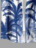 Plus Size Coconut Tree Blue and White Porcelain Style Print Hawaii Button Pocket Shirt For Men -  