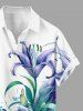Plus Size Flower Leaf Plant Watercolor Print Hawaii Button Pocket Shirt For Men -  