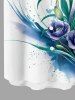 Plus Size Flower Leaf Plant Watercolor Print Hawaii Button Pocket Shirt For Men -  