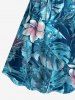 Robe hawaïenne grande taille à imprimé floral tropical et feuilles, cintrée - Bleu profond L