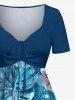 Robe hawaïenne grande taille à imprimé floral tropical et feuilles, cintrée - Bleu profond L