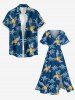 Robe midi fendue hawaïenne à imprimé ananas et cocotier grande taille - Bleu profond XXS
