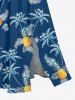 Pineapple Coconut Tree Print Split Hawaii Midi Dress -  