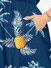 Pineapple Coconut Tree Print Split Hawaii Midi Dress -  