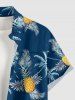 Pineapple Coconut Tree Print Buttons Pocket Hawaii Shirt For Men -  