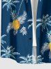 Pineapple Coconut Tree Print Buttons Pocket Hawaii Shirt For Men -  