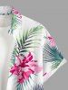 Chemise hawaïenne grande taille pour homme, à imprimé feuilles tropicales et fleurs d'hibiscus, boutons et poche. - Rose  3XL