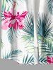Chemise hawaïenne grande taille pour homme, à imprimé feuilles tropicales et fleurs d'hibiscus, boutons et poche. - Rose  3XL