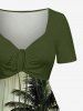 Robe hawaïenne grande taille à imprimé ombré soleil et cocotiers, cintrée -  L