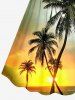 Plus Size Coconut Tree Sun Ombre Print Cinched Hawaii Dress -  