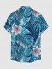Flowers Tropical Leaf Print Buttons Pocket Hawaii Shirt For Men -  