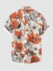 Chemise hawaïenne grande taille à imprimé floral et feuilles, boutons et poche pour homme - café lumière S