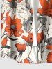 Chemise hawaïenne grande taille à imprimé floral et feuilles, boutons et poche pour homme - café lumière S