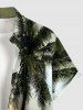 Plus Size Coconut Tree Sun Ombre Print Buttons Pocket Hawaii Shirt For Men -  