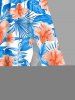 Plus Size Hibiscus Flowers Leaf Print Surplice Hawaii Midi Dress -  