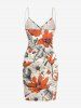 Paréo de plage convertible grande taille à imprimé floral et feuilles, style hawaïen - café lumière 2X