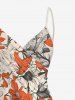 Paréo de plage convertible grande taille à imprimé floral et feuilles, style hawaïen - café lumière 2X