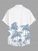 Chemise hawaïenne grande taille à imprimé cocotiers, boutons et poches pour homme - Bleu clair S