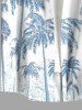 Chemise hawaïenne grande taille à imprimé cocotiers, boutons et poches pour homme - Bleu clair S