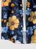 Plus Size Flowers Leaf Print Buttons Pocket Hawaii Shirt For Men -  