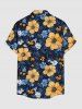 Plus Size Flowers Leaf Print Buttons Pocket Hawaii Shirt For Men -  