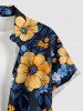 Plus Size Flowers Leaf Print Buttons Pocket Hawaii Shirt For Men -  