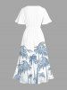 Plus Size Coconut Tree Print Split Hawaii Midi Dress - Bleu clair 5X