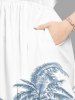 Plus Size Coconut Tree Print Split Hawaii Midi Dress - Bleu clair 5X