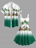 Robe débardeur hawaïenne grande taille à imprimé ombré et colorblock de fleurs de cocotier - Vert 1X