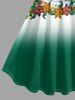 Robe débardeur hawaïenne grande taille à imprimé ombré et colorblock de fleurs de cocotier - Vert 1X