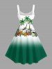 Robe débardeur hawaïenne grande taille à imprimé ombré et colorblock de fleurs de cocotier - Vert 1X