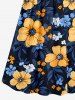 Robe à bretelles croisées à imprimé floral et feuilles grande taille, style hawaïen - Noir XS