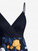 Robe à bretelles croisées à imprimé floral et feuilles grande taille, style hawaïen - Noir XS