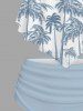 Maillot de bain tankini hawaïen froncé à imprimé cocotier grande taille - Bleu clair 3X