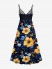 Robe à bretelles croisées à imprimé floral et feuilles grande taille, style hawaïen - Noir 3X