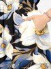 Flowers Leaf Print Split Hawaii Midi Dress -  